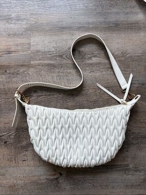 Calin Collection White Faux Leather Hobo Purse